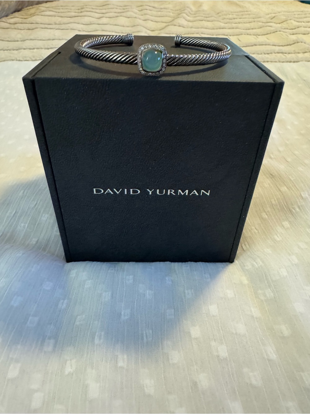 David Yurman 4mm Cable Albion Bracelet with Light Green Stone
